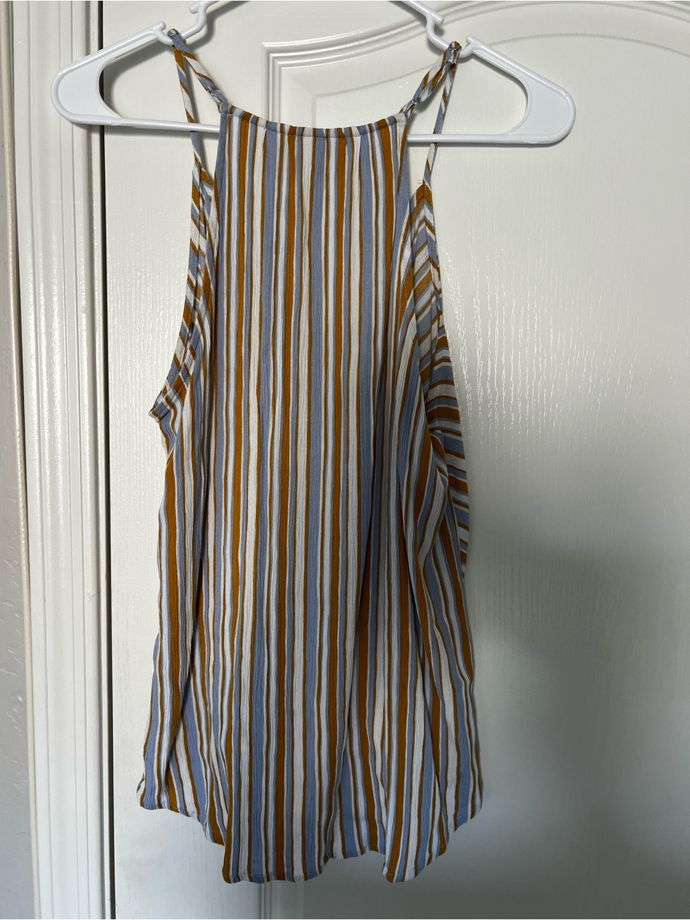 Socialite Striped Surplice Tank Top - Mustard & White - Picture 2 of 4